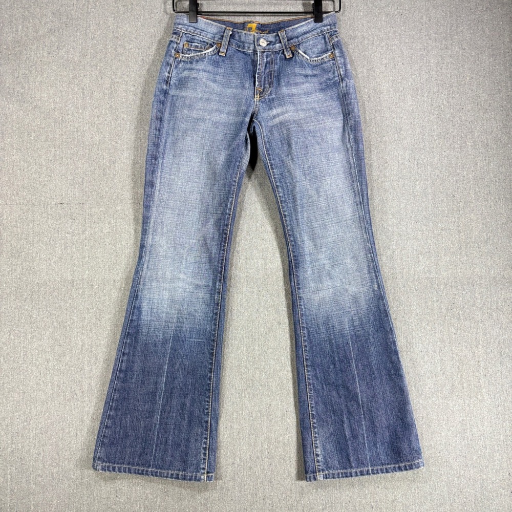 7 For All Mankind Flare Jeans Sz 25 Made in USA Y2K Vintage Bootcut Distressed